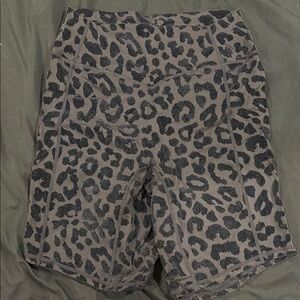 Balance Athletica Leopard Print Bike Shorts - Black and Gray